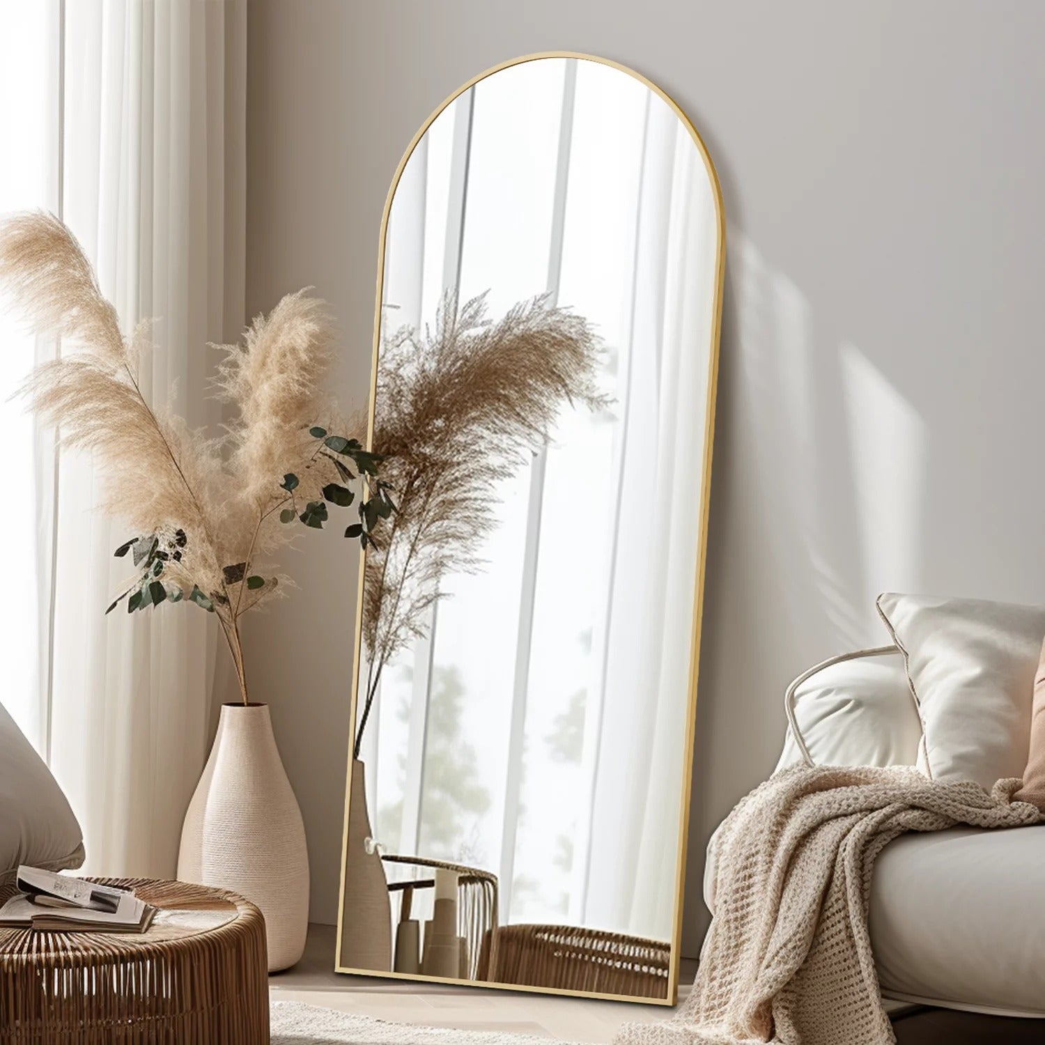 Standing Mirror Full Length With Stand - Full Body Size Wall Mirror With Adjustable Stand - Full Length Mirror For Bedroom